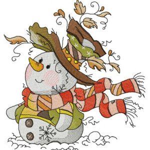 Trendy snowman embroidery design