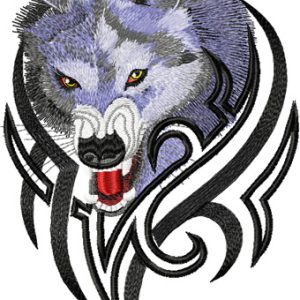 Tribal Wolf embroidery design