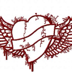Tribal heart and wings embroidery design