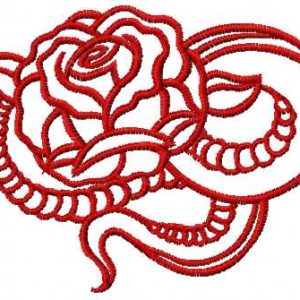 Tribal red rose embroidery design