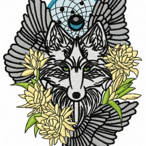 Tribal wolf 3 embroidery design