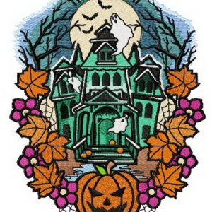 Trick or treat manor embroidery design