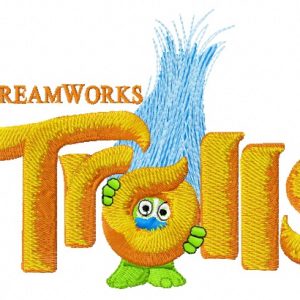 Trolls logo embroidery design