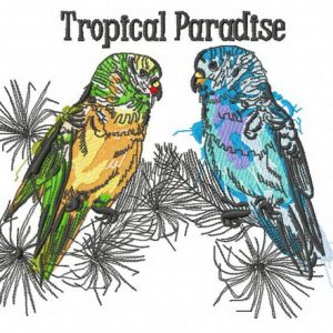 Tropical paradise embroidery design