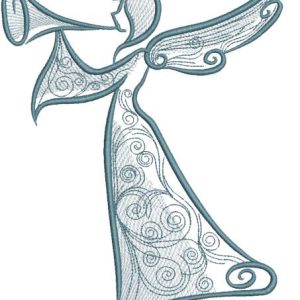 Trumpeting angel with ornament embroidery design