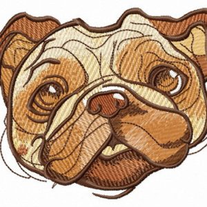 Trustful pug-dog embroidery design