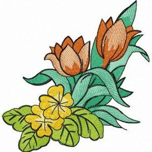 Tulips and daisies embroidery design