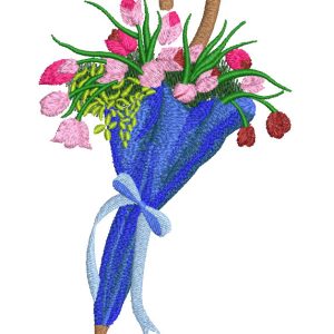 Tulips and umbrella embroidery design