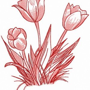 Tulips in blossom embroidery design