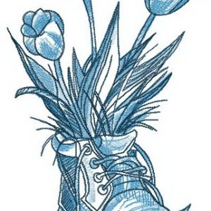 Tulips in boot embroidery design