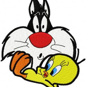 Tweety and Sylvester embroidery design