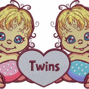 Twins embroidery design
