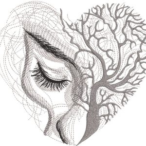Two halves of my tree of life embroidery design