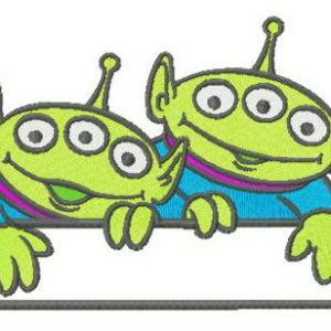 Two Aliens monogram embroidery design