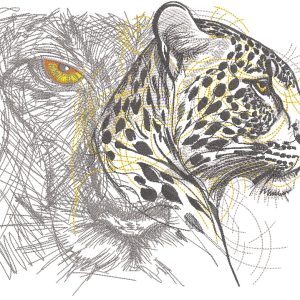 Two big cats embroidery design