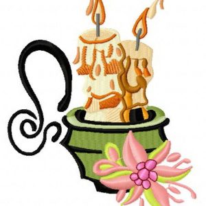 Two candles embroidery design