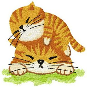 Two cats embroidery design