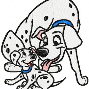 Two dogs embroidery design