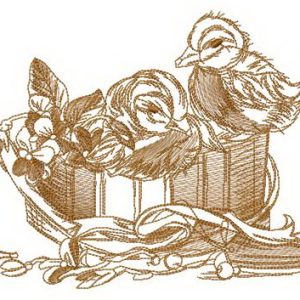 Two ducklings in box embroidery design