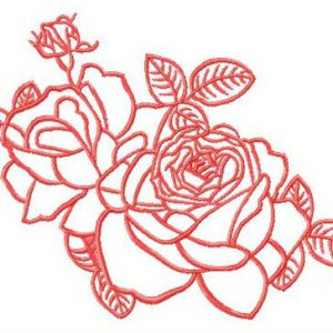 Two fresh roses embroidery design