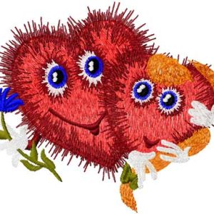 Two happy hearts 2 embroidery design