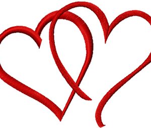 Valentine's Day Two Hearts embroidery design