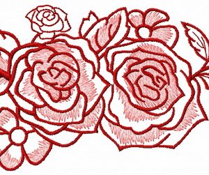 Two pink roses embroidery design