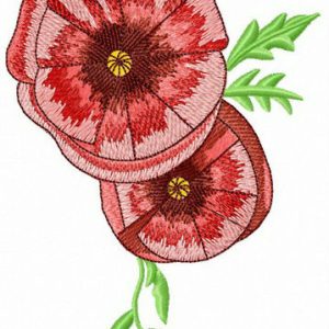Two poppies embroidery design