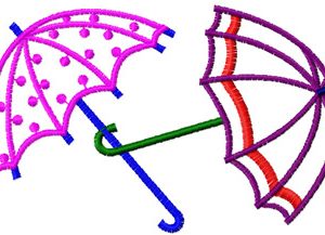 Two Umbrellas embroidery design