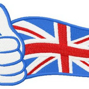 UK flag hand showing thumbs up embroidery design