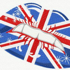 UK flag lips embroidery design