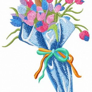 Umbrella with tulips embroidery design