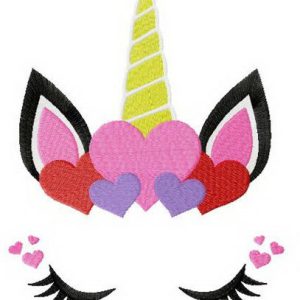 Unicorn in love embroidery design