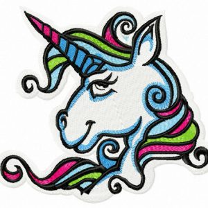 Unicorn with bright mane embroidery design