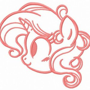 Unicorn with chic curls embroidery design