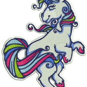 Unicorn with pink hooves embroidery design