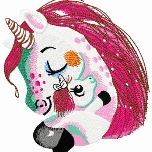 Unicorn with unicorn toy embroidery design
