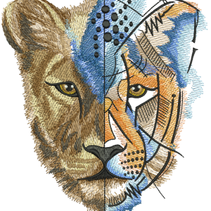 Unreal lion embroidery design