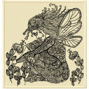 Upset fairy embroidery design