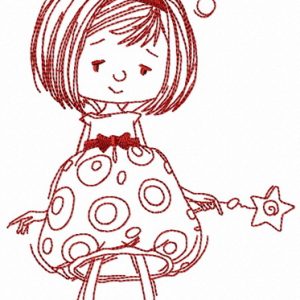 Upset girl fairy one color embroidery design