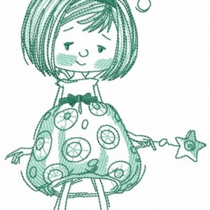 Upset girl fairy sketch embroidery design