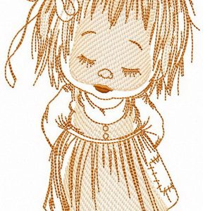 Upset girl embroidery design