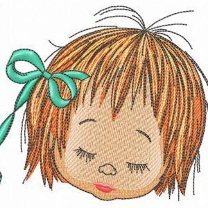 Upset girl's face embroidery design