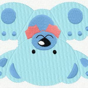 Upside down bear embroidery design
