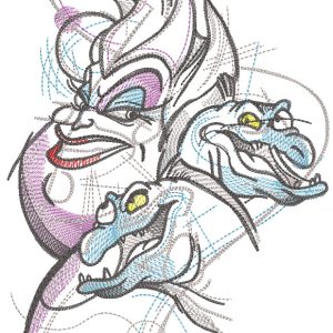 Ursula with snakes embroidery design