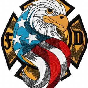 USA Eagle Firefighter embroidery design