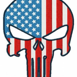 USA flag Punisher embroidery design