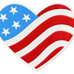 USA heart embroidery design