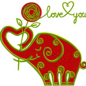 Valentine's Day Funny Elephant embroidery design