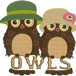 Valentine owls embroidery design